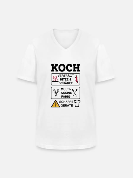 Koch - Männer-T-Shirt mit V-Ausschnitt - Weiß