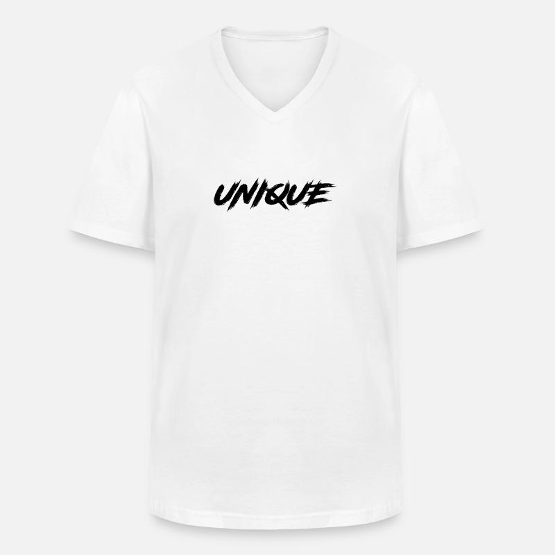 UNIQUE - Männer-T-Shirt mit V-Ausschnitt - Weiß