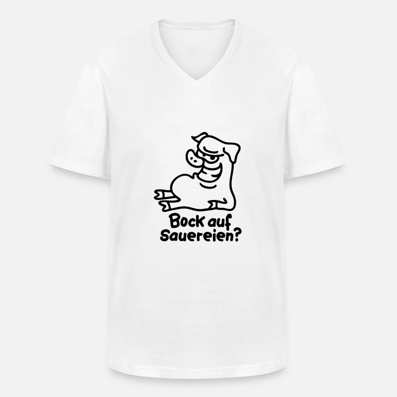 Bock auf Sauereien - line - Männer-T-Shirt mit V-Ausschnitt - Weiß