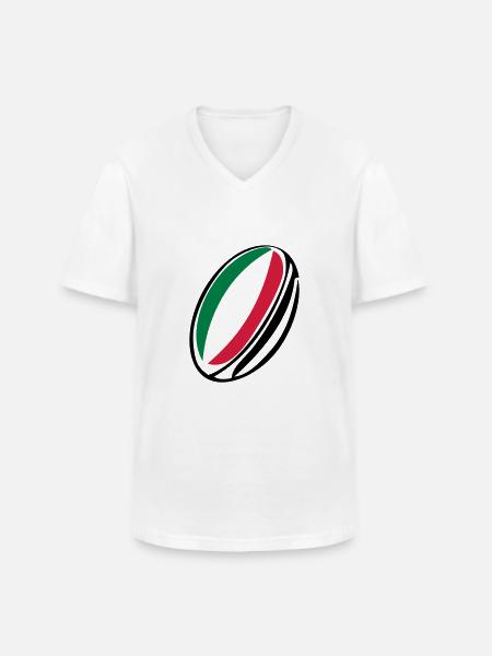 italy rugby ball - Men's V-Neck T-Shirt - white