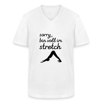 Sorry Bin Voll Im Stretch - Men's V-Neck T-Shirt - white - Front - AI Model Male 185 light (185cm)