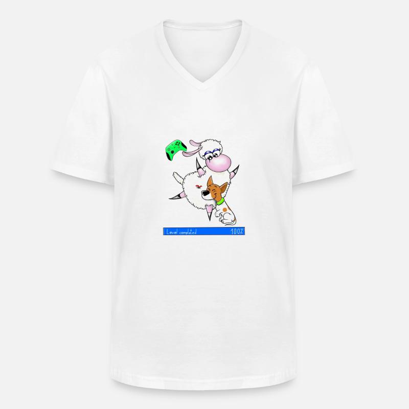 Gaming " Level complete " Wolly Sheepling - Männer-T-Shirt mit V-Ausschnitt - Weiß