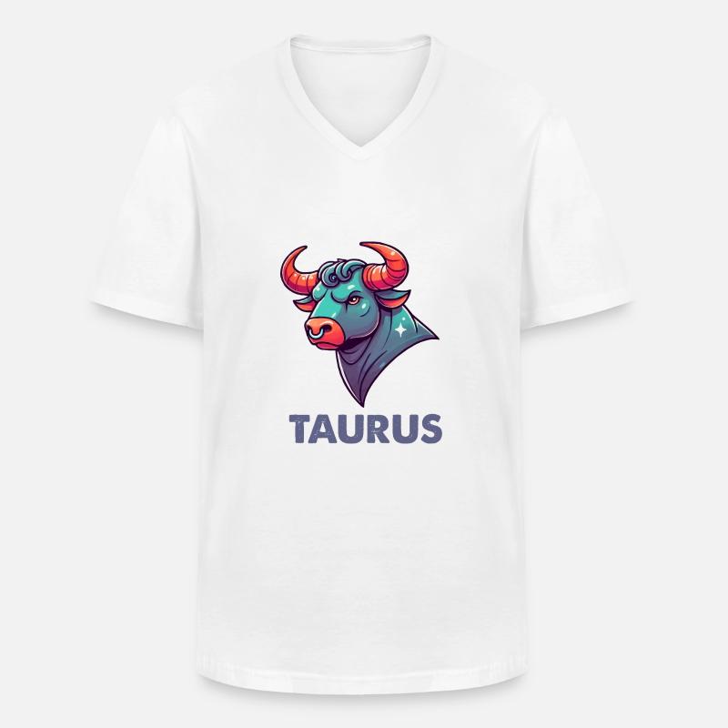 stier cartoon - Männer-T-Shirt mit V-Ausschnitt - Weiß