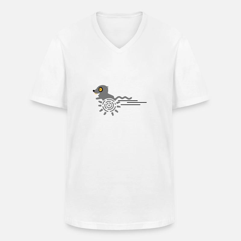 Rennmaus / Running Gerbil (3c) - Männer-T-Shirt mit V-Ausschnitt - Weiß