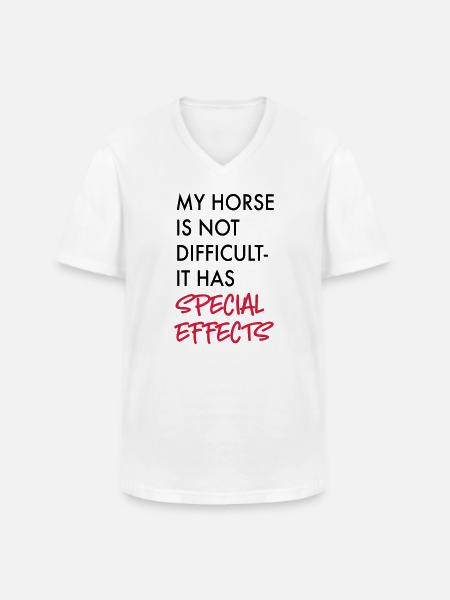 Cheval - T-shirt col V Homme - blanc
