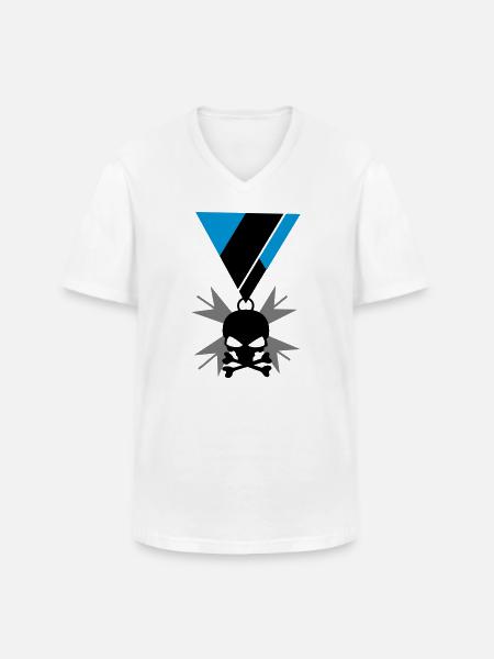 Skull skull and bones medal - Men's V-Neck T-Shirt - white