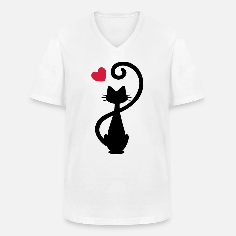 Katze - Katzendame - Cat - Chat - kitty - Männer-T-Shirt mit V-Ausschnitt - Weiß