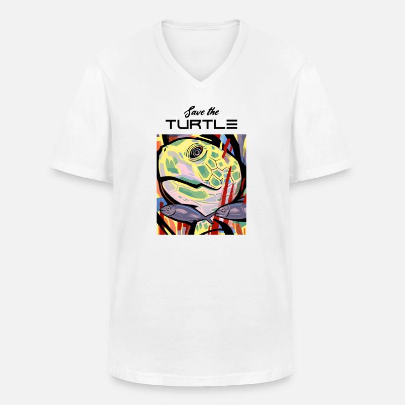 Turtle art work design - Männer-T-Shirt mit V-Ausschnitt - Weiß
