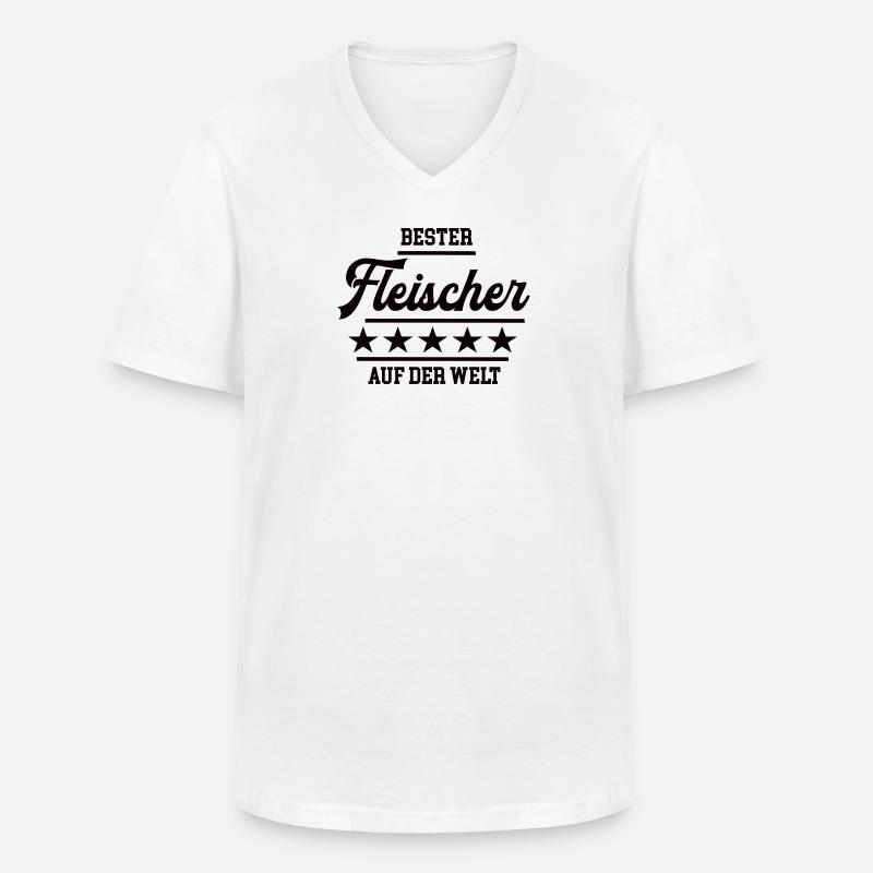 Bester Fleischer Weltbester Schlachter Fleischerei - Männer-T-Shirt mit V-Ausschnitt - Weiß