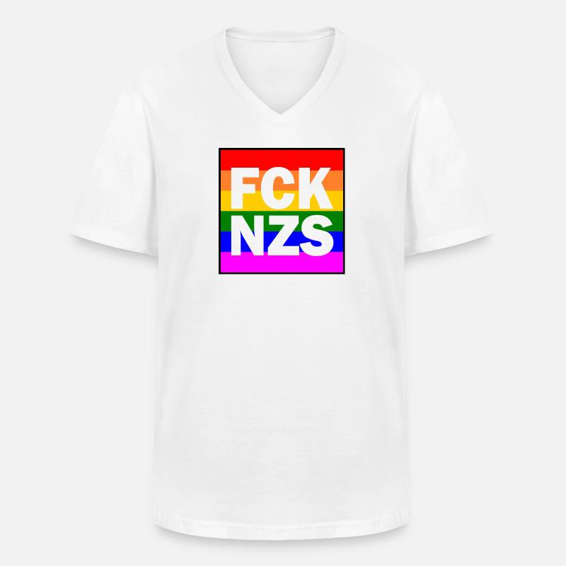 Fck nzs - Men's V-Neck T-Shirt - white