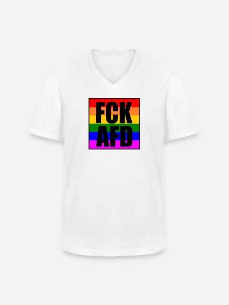 Fck afd - Men's V-Neck T-Shirt - white
