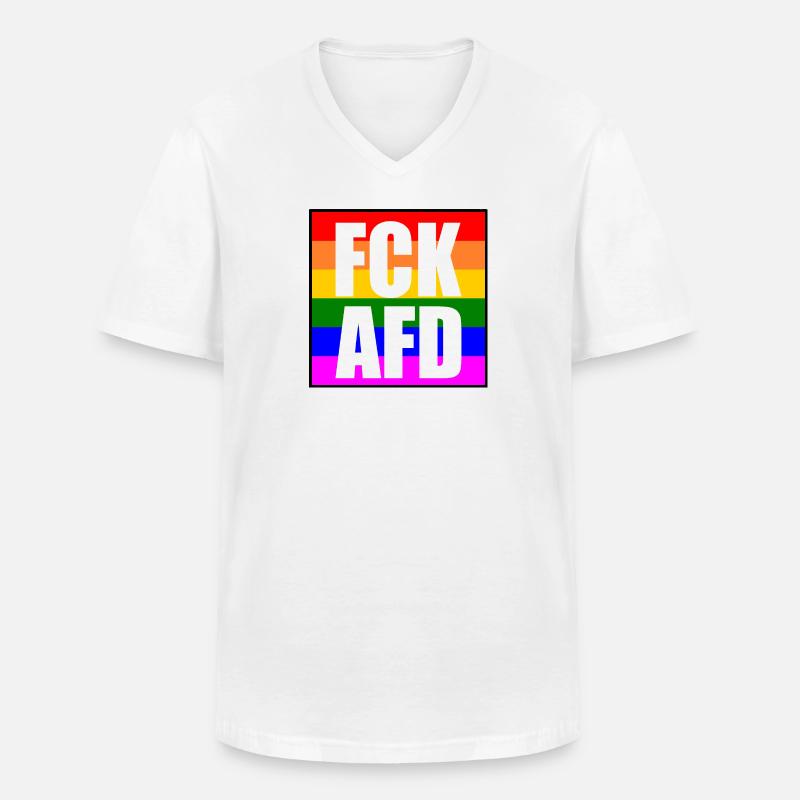 Fck afd - Männer-T-Shirt mit V-Ausschnitt - Weiß