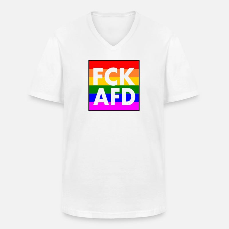 Fck afd - Männer-T-Shirt mit V-Ausschnitt - Weiß