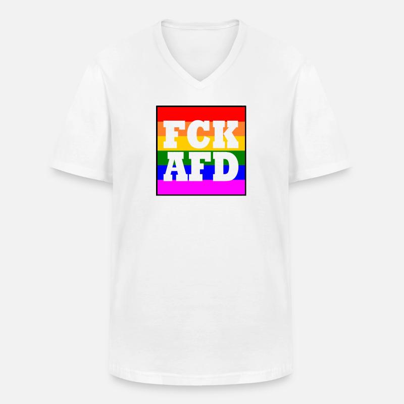 Fck afd - Männer-T-Shirt mit V-Ausschnitt - Weiß