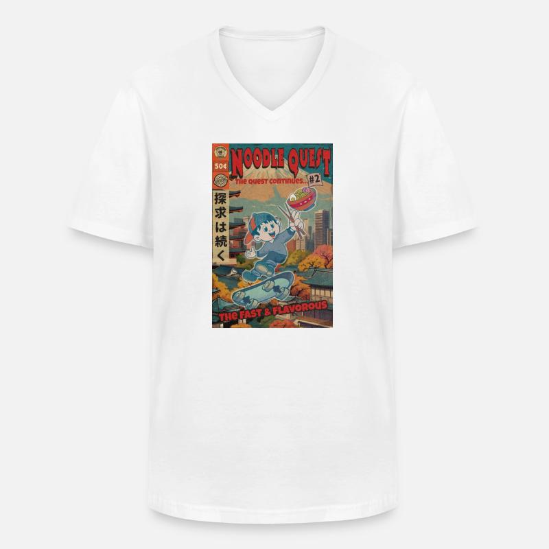 Retro Noodle Quest Comic - Männer-T-Shirt mit V-Ausschnitt - Weiß