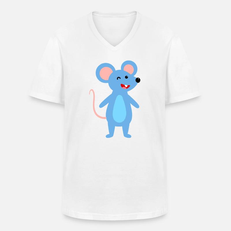 Zwinkernde blaue Maus - Männer-T-Shirt mit V-Ausschnitt - Weiß