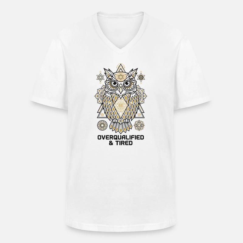 Overqualified Eule Mandala - Männer-T-Shirt mit V-Ausschnitt - Weiß