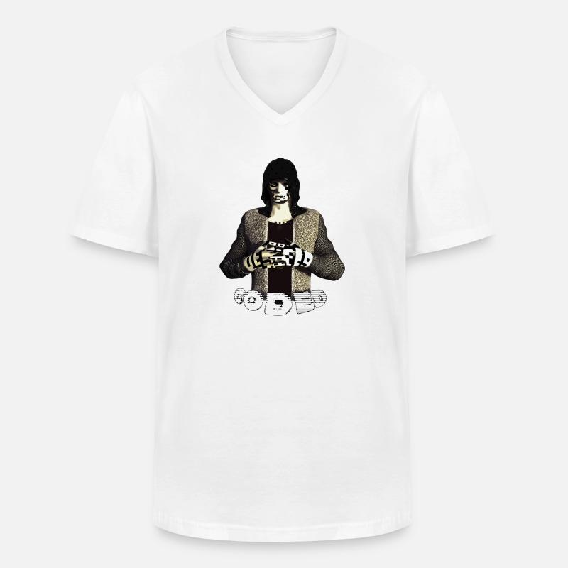 CODIERT - Männer-T-Shirt mit V-Ausschnitt - Weiß
