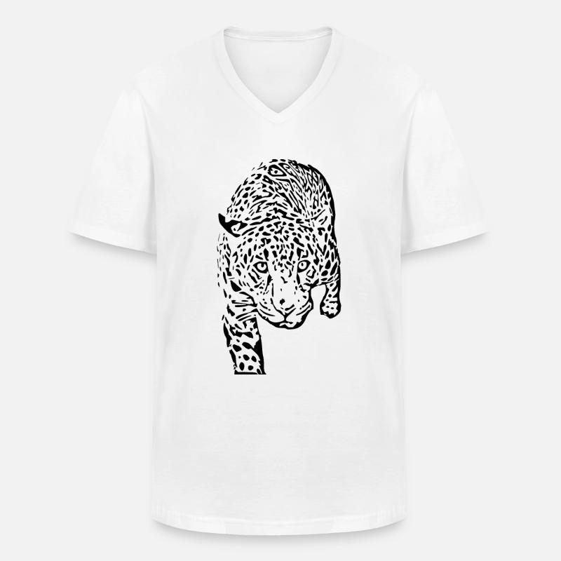 leopard schwarz schwarzer Leopard - Männer-T-Shirt mit V-Ausschnitt - Weiß