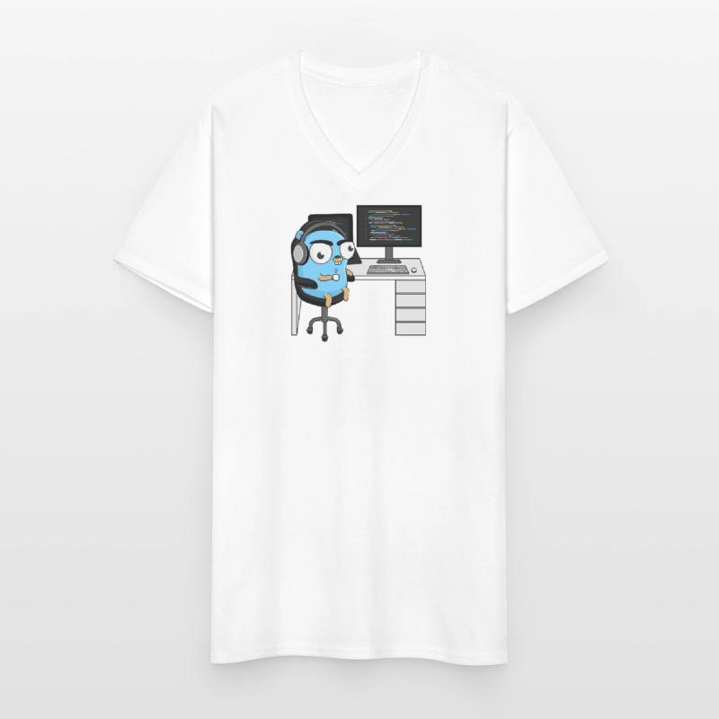 Codage Gopher T-shirt col V Homme