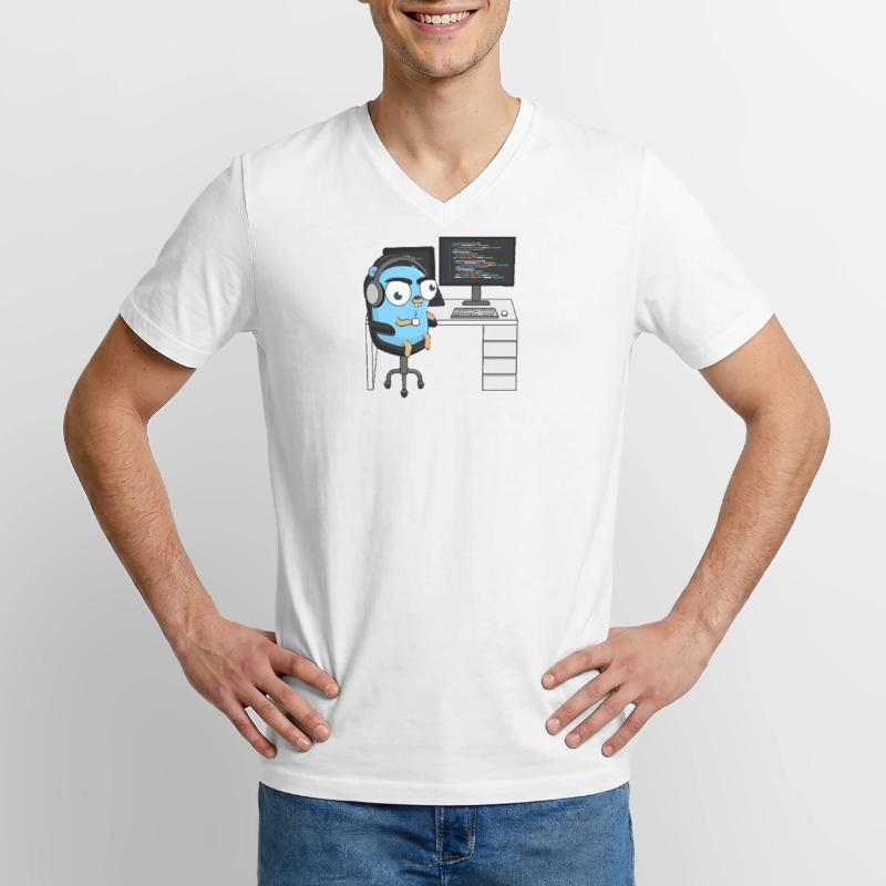 Codage Gopher T-shirt col V Homme