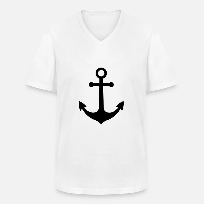 Anker - Männer-T-Shirt mit V-Ausschnitt - Weiß