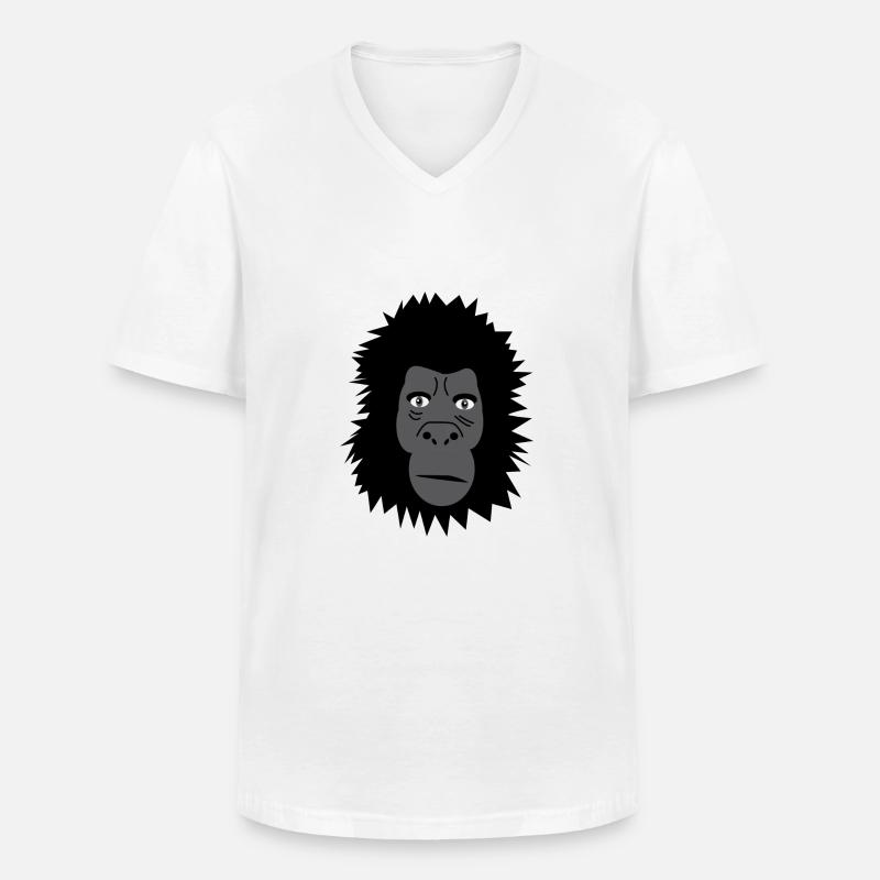 Gorilla - Männer-T-Shirt mit V-Ausschnitt - Weiß