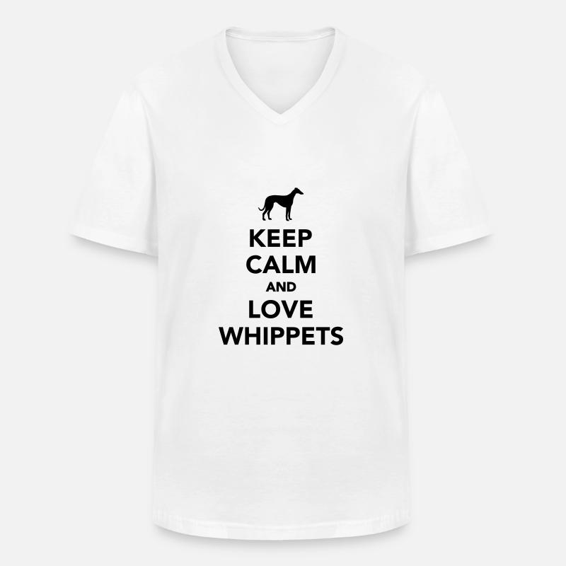 Whippet - Männer-T-Shirt mit V-Ausschnitt - Weiß