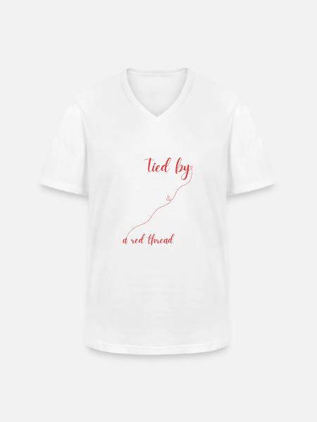 Red thread - Men's V-Neck T-Shirt - white