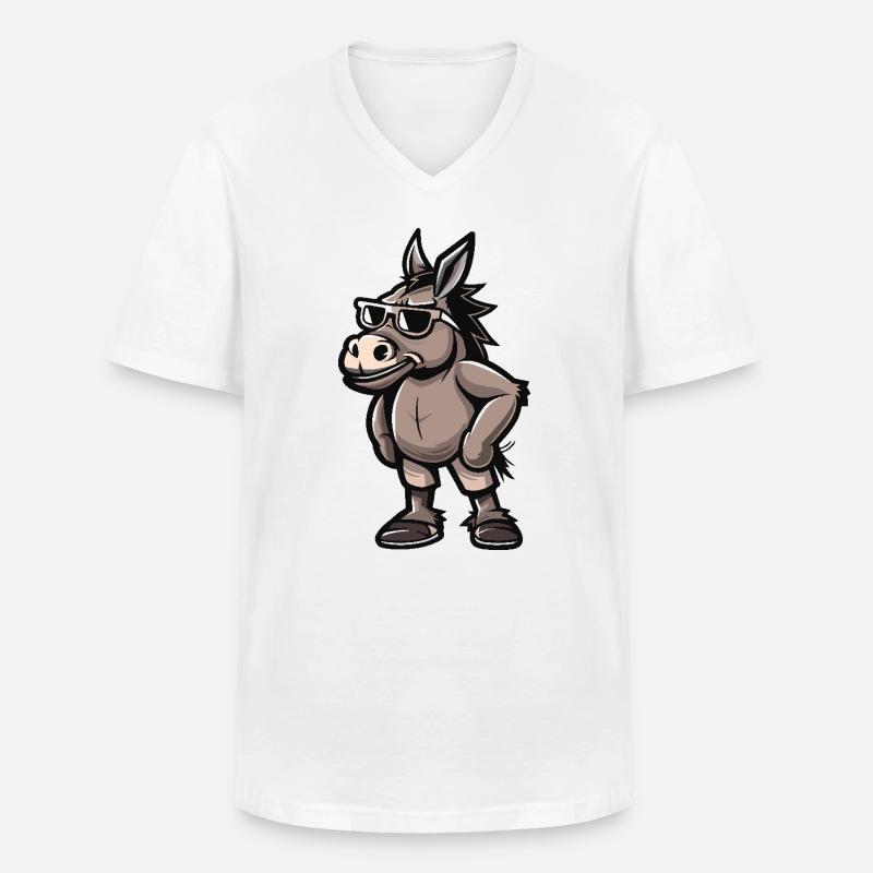 Esel Cool Comic - Männer-T-Shirt mit V-Ausschnitt - Weiß