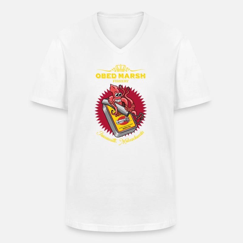 OBED MARSH Devil Reef Fischerei - Männer-T-Shirt mit V-Ausschnitt - Weiß