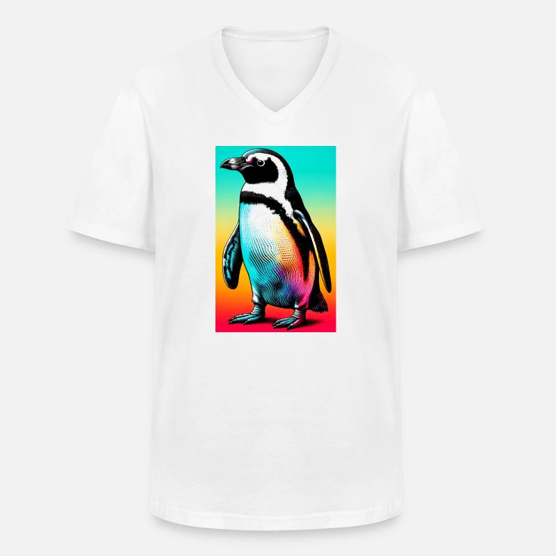 Pinguin - Männer-T-Shirt mit V-Ausschnitt - Weiß