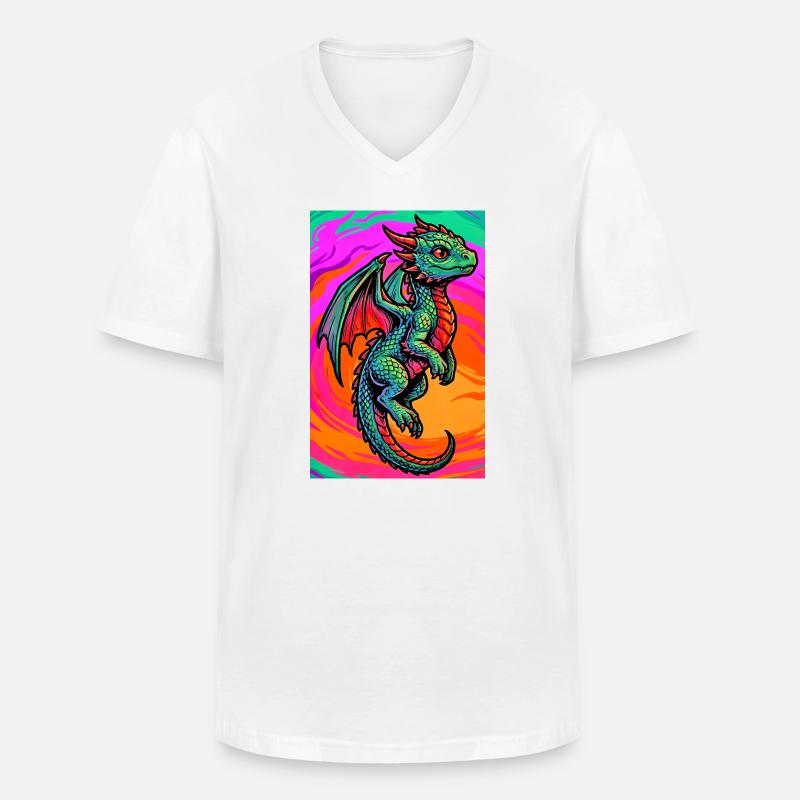 Drache - Männer-T-Shirt mit V-Ausschnitt - Weiß