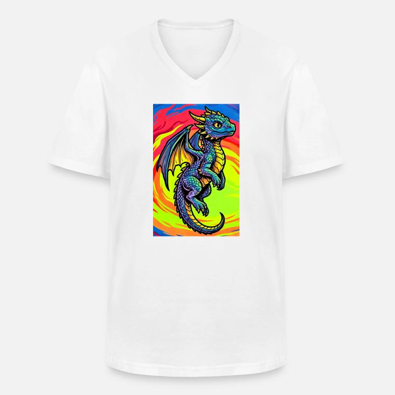 Drache - Männer-T-Shirt mit V-Ausschnitt - Weiß
