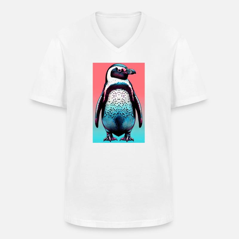 Pinguin - Männer-T-Shirt mit V-Ausschnitt - Weiß