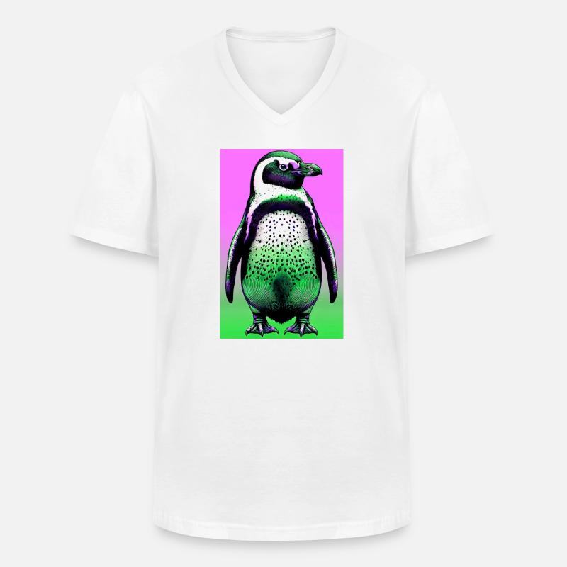 Pinguin - Männer-T-Shirt mit V-Ausschnitt - Weiß