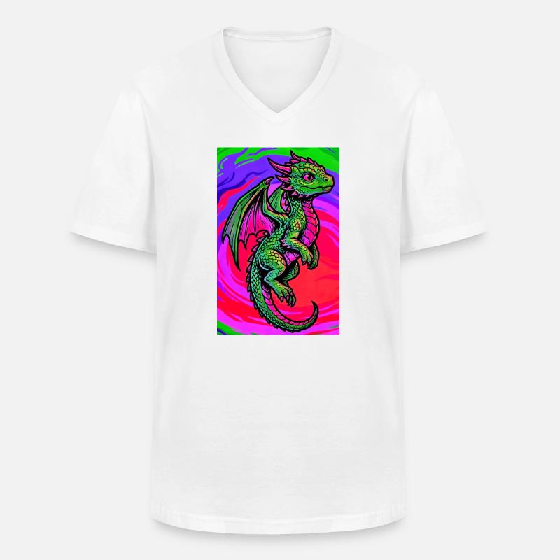 Drache - Männer-T-Shirt mit V-Ausschnitt - Weiß