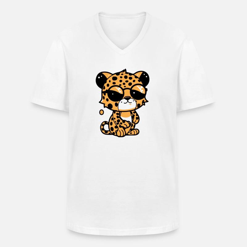 Zoolto der Leopard - Männer-T-Shirt mit V-Ausschnitt - Weiß