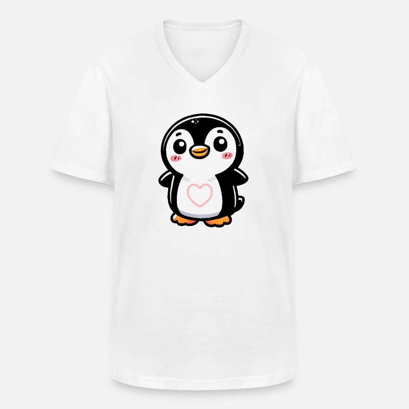 pinguin comic heart - Männer-T-Shirt mit V-Ausschnitt - Weiß