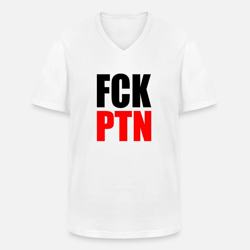 Fck ptn - Männer-T-Shirt mit V-Ausschnitt - Weiß