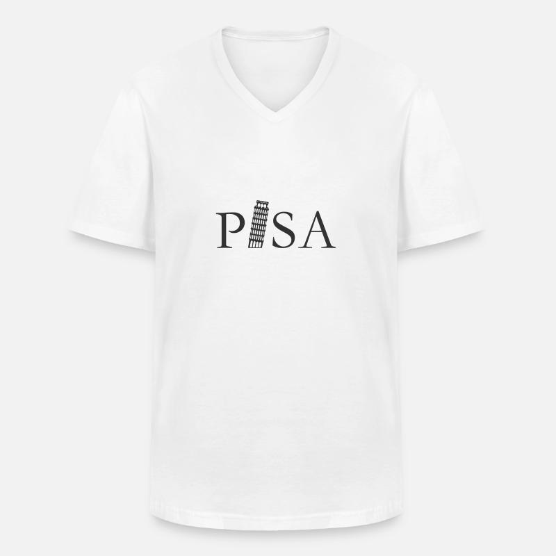 Freizeitshirt ' Pisa Tower ' - Männer-T-Shirt mit V-Ausschnitt - Weiß