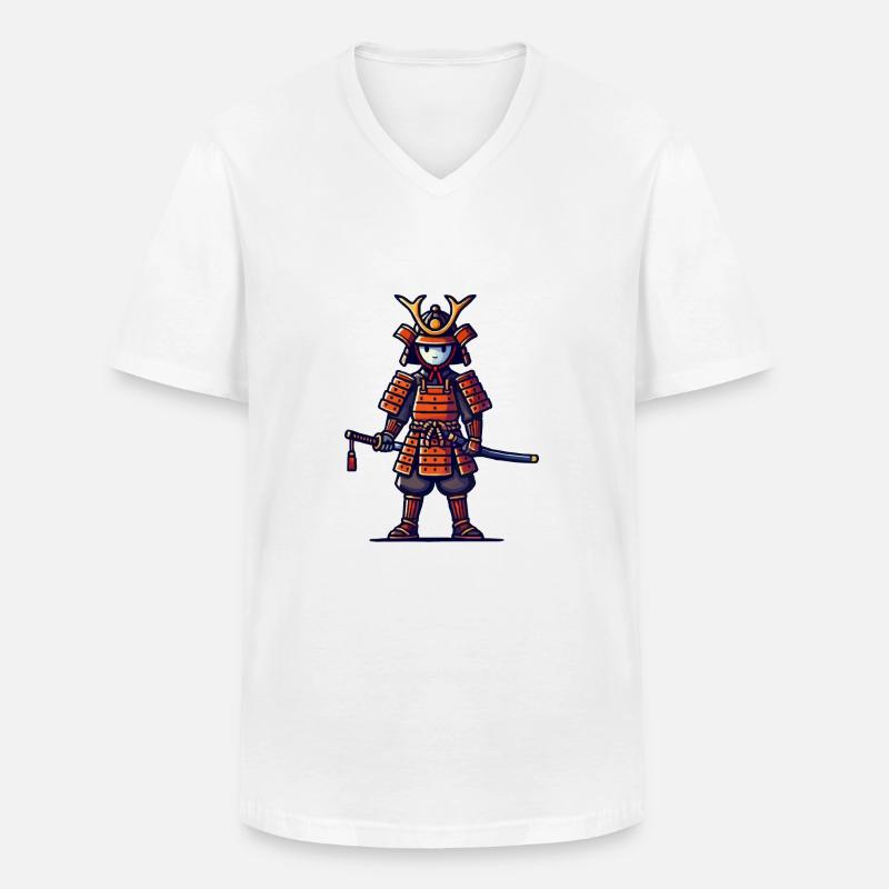 Samurai Comic - Männer-T-Shirt mit V-Ausschnitt - Weiß