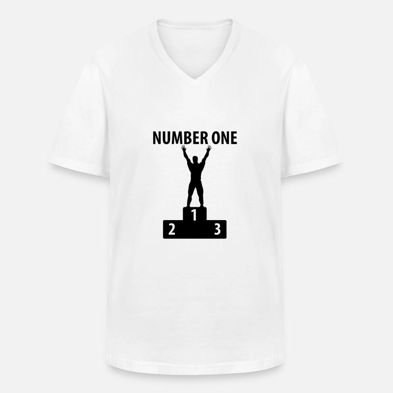 Number One - Männer-T-Shirt mit V-Ausschnitt - Weiß