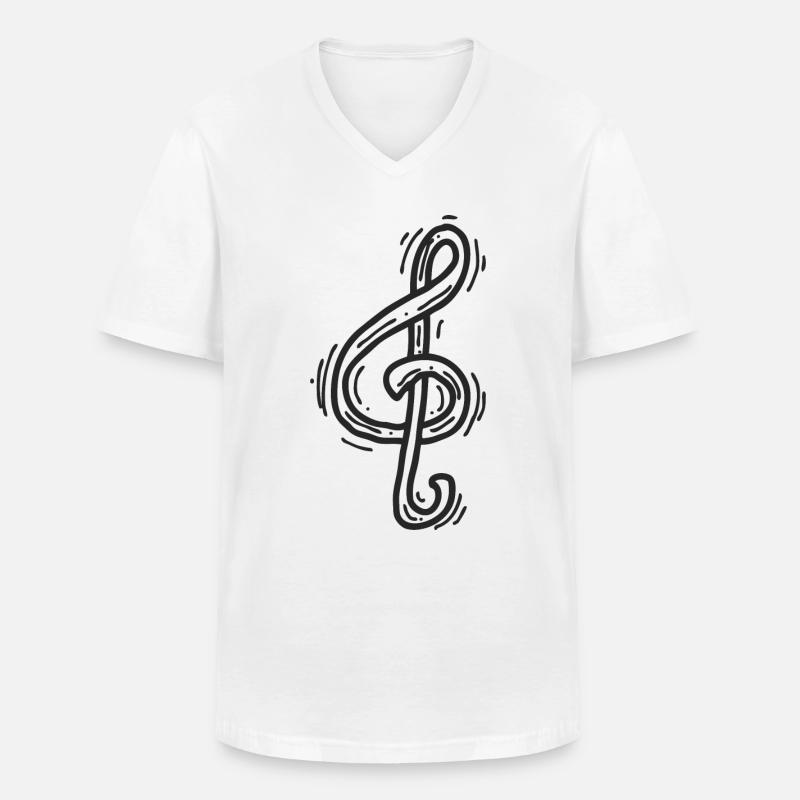 Fröhliche Musiknote - Männer-T-Shirt mit V-Ausschnitt - Weiß