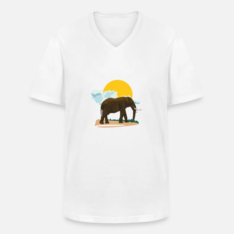 Elefant oder doch Elephant? - Männer-T-Shirt mit V-Ausschnitt - Weiß