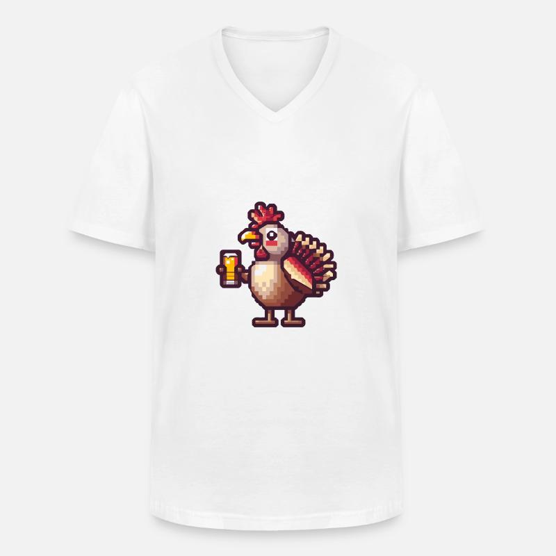 Truthan Bier Pixel - Männer-T-Shirt mit V-Ausschnitt - Weiß