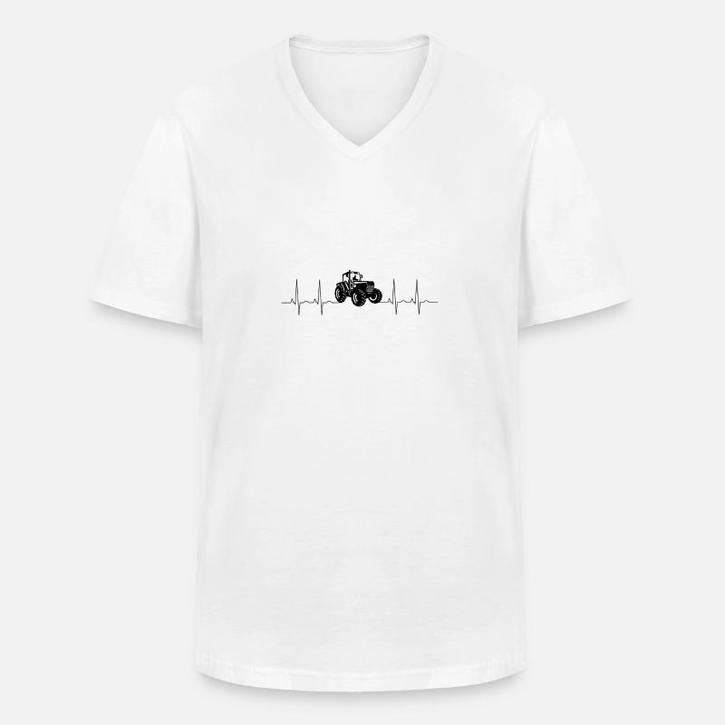 Traktor Herzschlag - Männer-T-Shirt mit V-Ausschnitt - Weiß