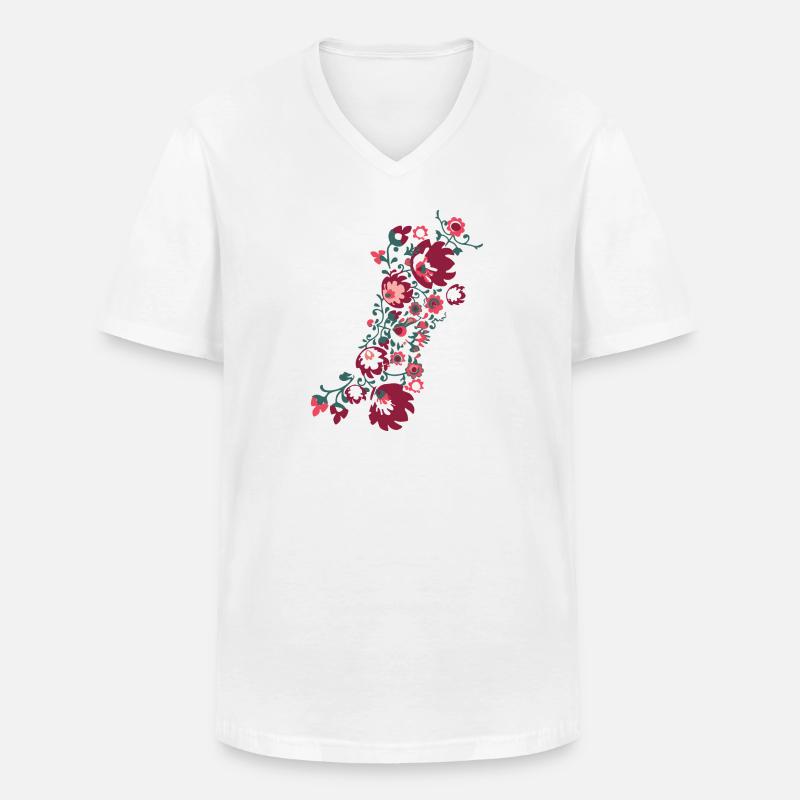 ornamente,blumen,rot,blume,ranke,floral - Männer-T-Shirt mit V-Ausschnitt - Weiß
