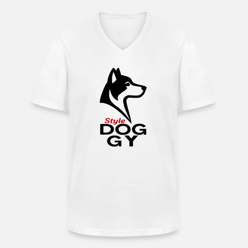 Dogstyle - Männer-T-Shirt mit V-Ausschnitt - Weiß