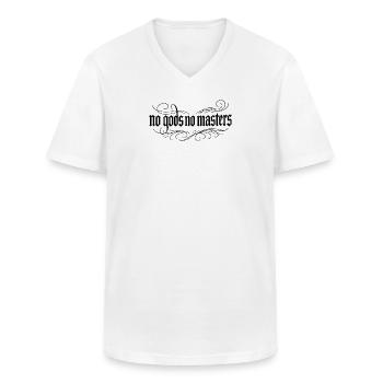 Pas de dieux, pas de maîtres Gothique - T-shirt col V Homme - blanc - Devant - AI Model Male 185 light (185cm)